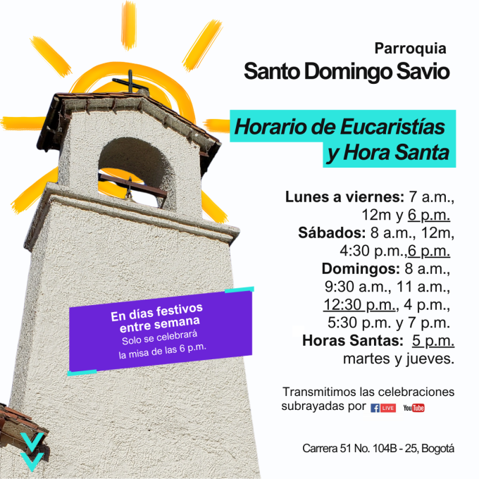 horario de misas Santo Domingo Savio
